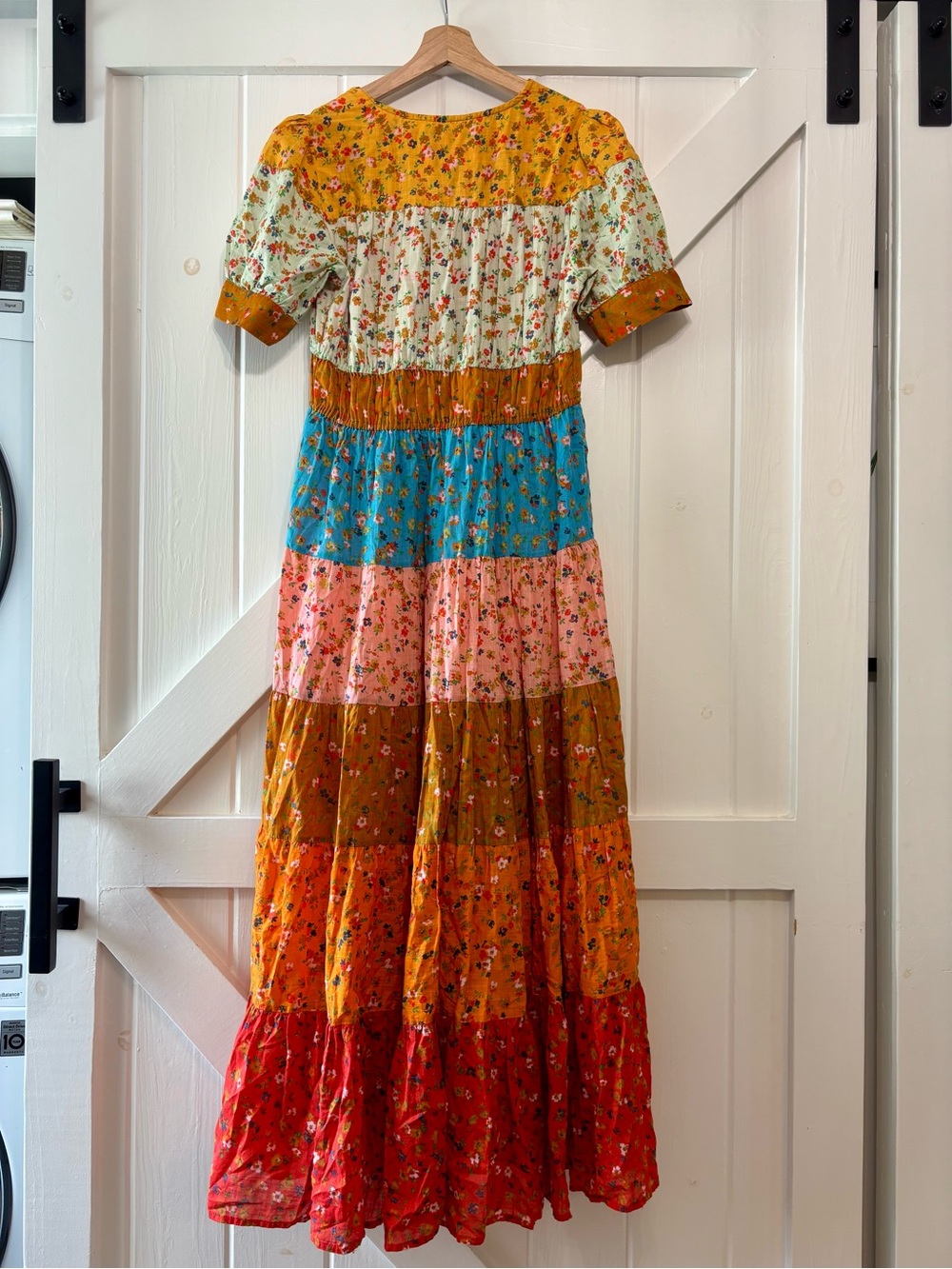 Anthropologie Tiered & True Maxi Dress Floral Patchwork Smocked Button Front S - Picture 3 of 9